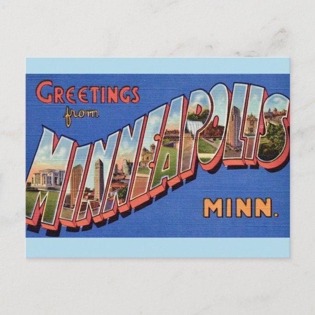 Cartão postal de saudações de Minneapolis (Frente)