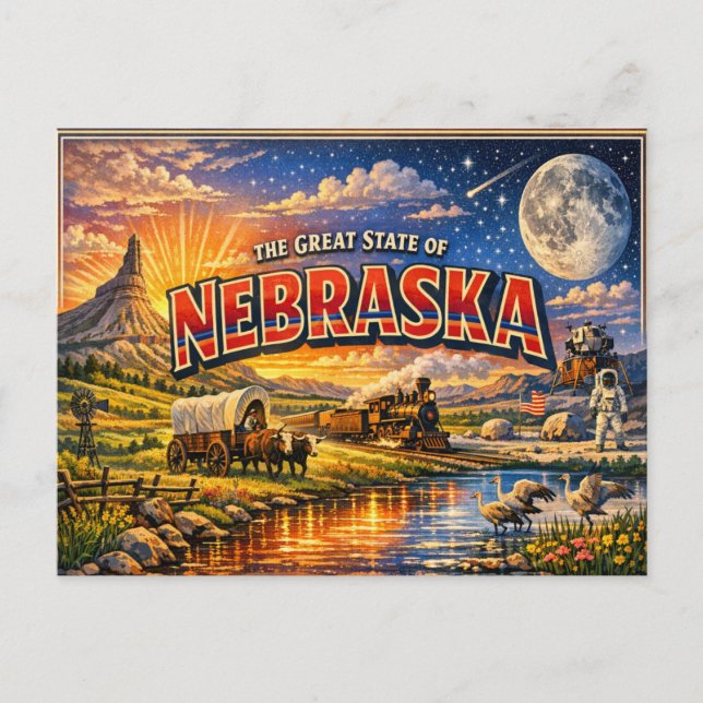 Cartão postal de saudações de Nebraska  (Frente)
