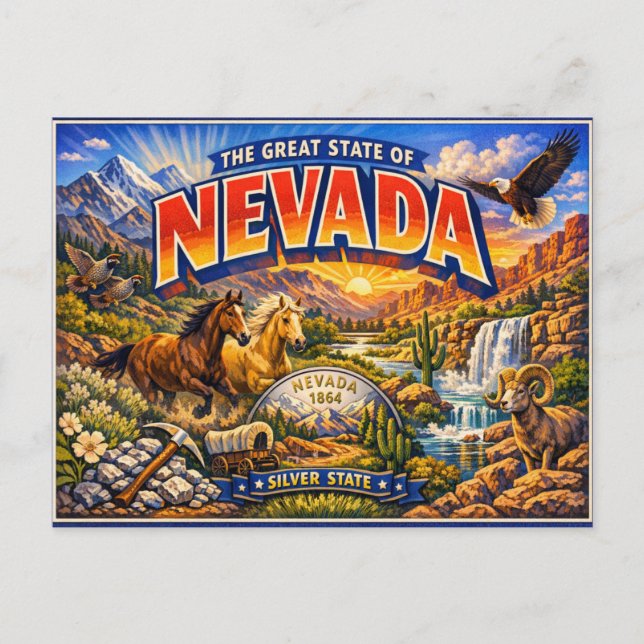 Cartão postal de saudações de Nevada  (Frente)