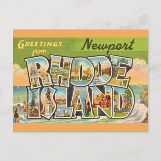 Cartão postal de saudações de Newport Rhode Island (Frente)
