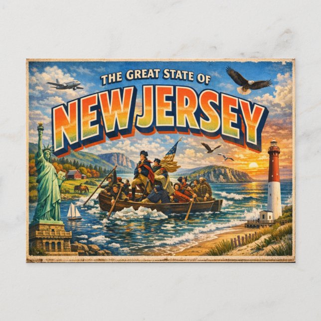 Cartão postal de saudações de Nova Jersey (Frente)