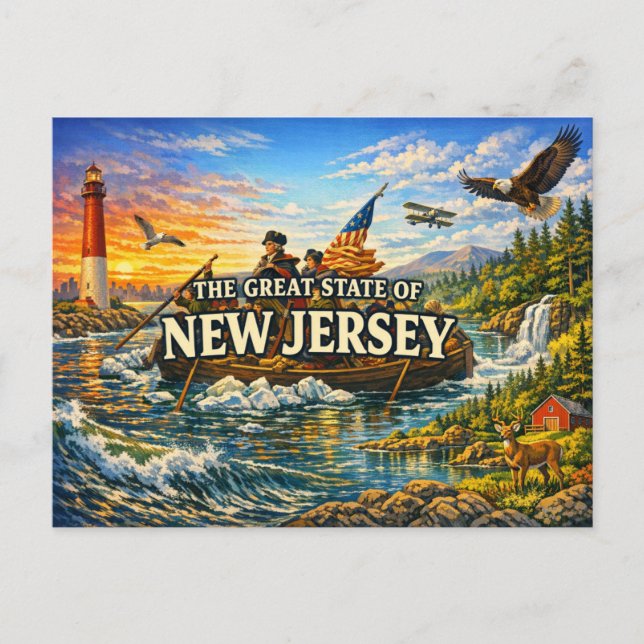 Cartão Postal de Saudações de Nova Jersey  (Frente)