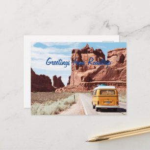 Cartão postal de saudações de viagem de Camper