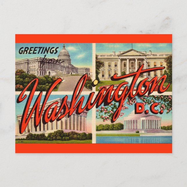 Cartão Postal de Saudações de Washington DC (Frente)