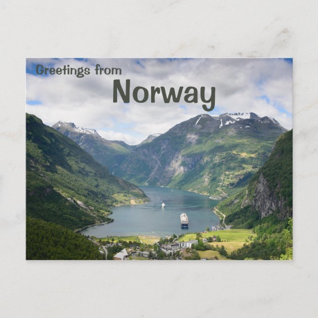 Cartão postal de saudações do fiorde Geiranger (Frente)