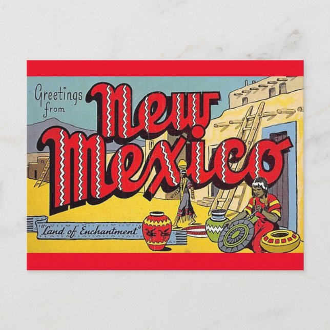 Cartão Postal de Saudações Vintage do Novo México (Frente)