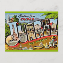 Cartão Postal de Saudações Vintage Juarez México