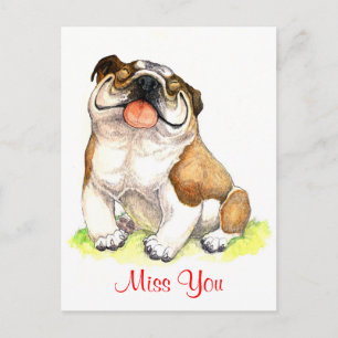 Cartão Postal de Saudade de Cachorrinho Bulldog