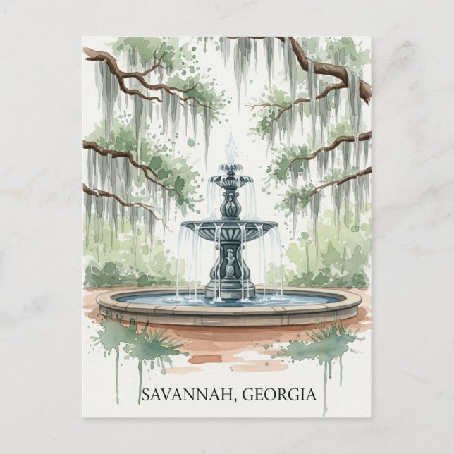 Cartão postal de Savannah Geórgia (Frente)