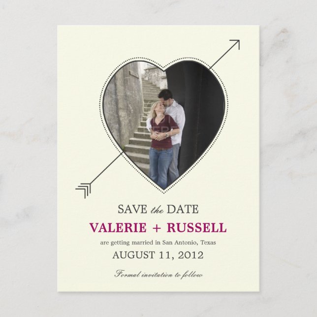 Cartão postal de Save The Date com foto de amor lo (Frente)