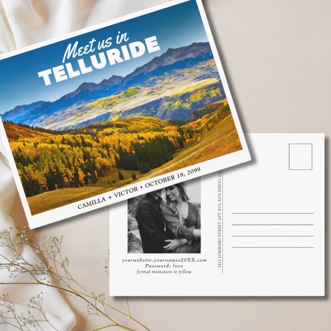 Cartão Postal de Save the Date de Casamento na Mon (Telluride Mountain Wedding Save the Date Postcard
)