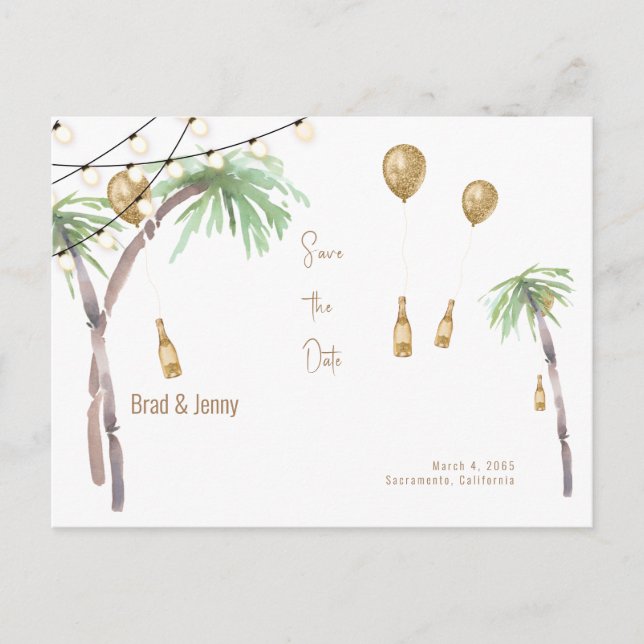 Cartão Postal de Save the Date de Casamento Tropic (Frente)