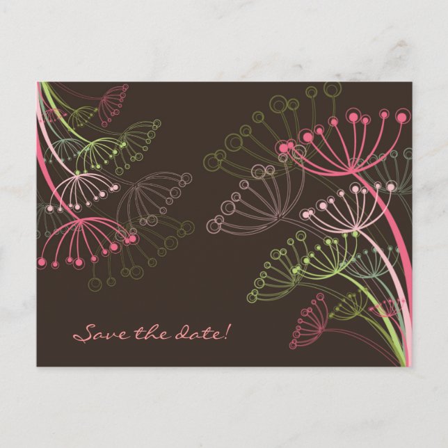 Cartão Postal de Save-the-Date de Dandelions Doce (Frente)