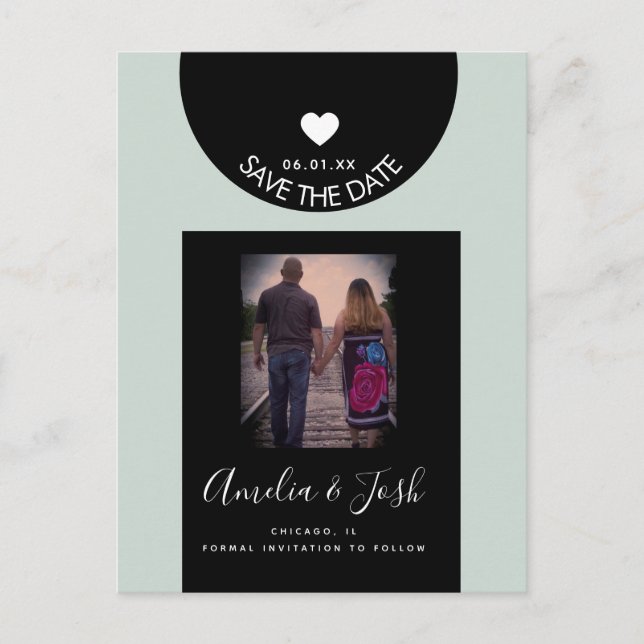 Cartão postal de save the date de formas pretas mo (Frente)