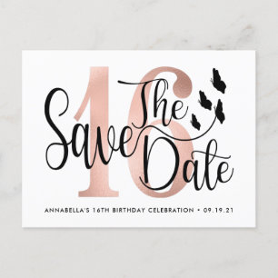 Cartão postal de save the date de Sweet 16 de foto
