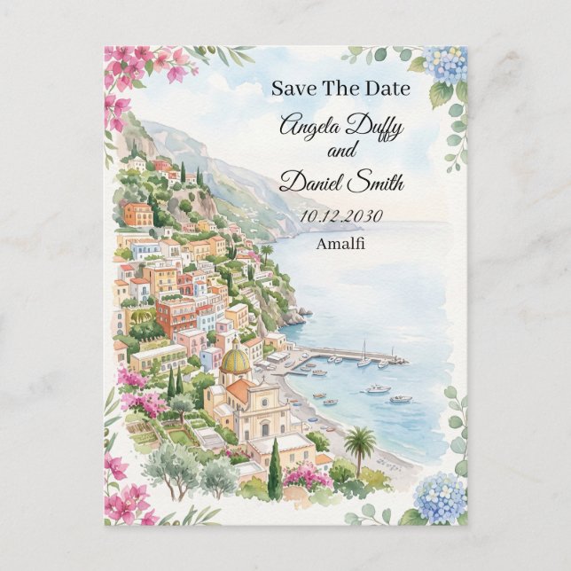 Cartão Postal de Save The Date Floral Costeira Ros (Frente)