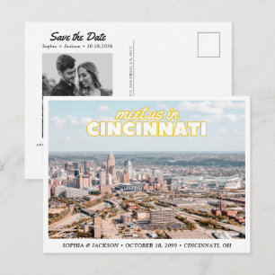 Cartão Postal de Save the Date Retro de Casamento