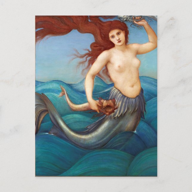 Cartão Postal de Sereia Vintage (Frente)