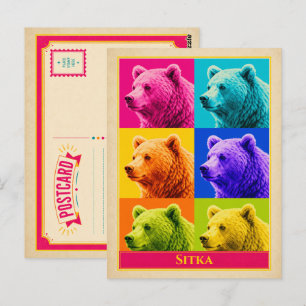Cartão Postal de Sitka Alasca Urso Cinzento Vintag