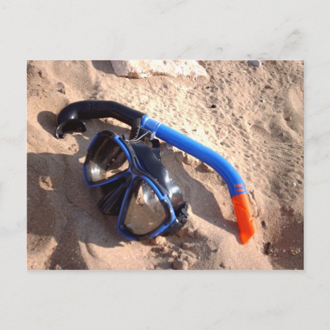 Cartão postal de snorkel e óculos de praia (Frente)