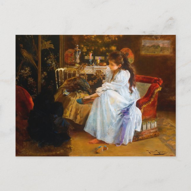 Cartão Postal De soirée por Romà Ribera (1894) (Frente)