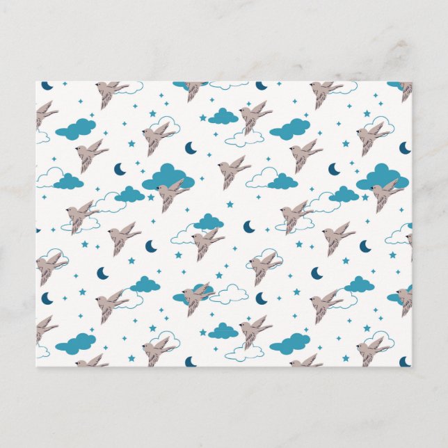 Cartão postal de sonho de pássaro e fada noturna (Frente)