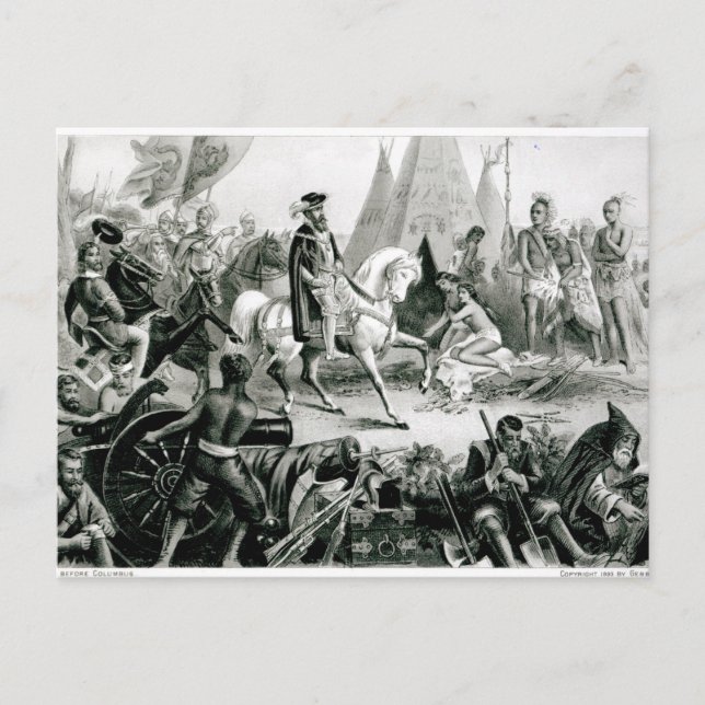 Cartão Postal De Soto Descobrindo o Mississippi (Frente)