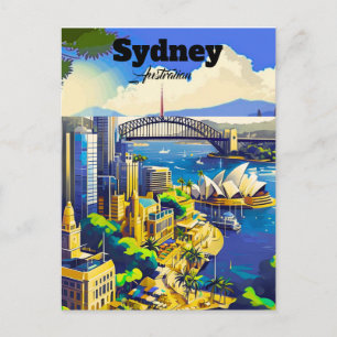 Cartão postal de Sydney, cartão da cidade desenhad