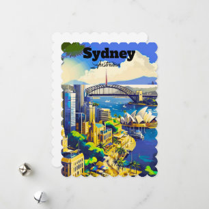 Cartão postal de Sydney, cartão da cidade desenhad