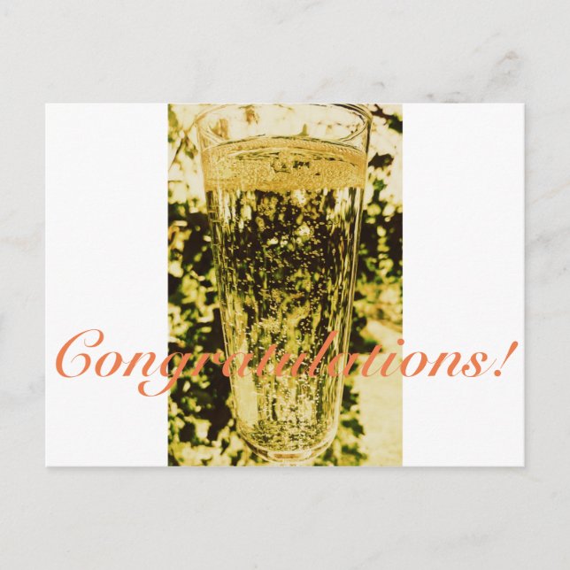 Cartão postal de taça de champanhe de congratulaçõ (Frente)