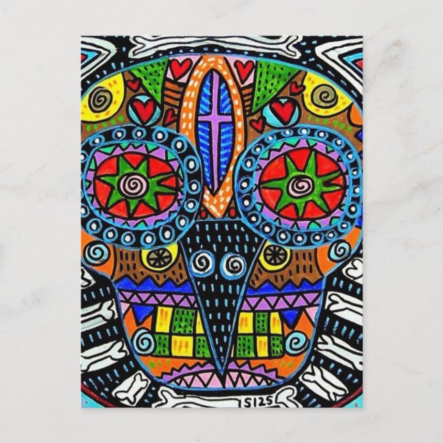 Cartão postal de Talavera Sugar Skull Owl (Frente)