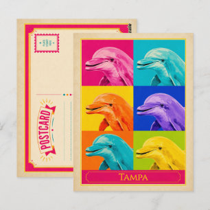Cartão Postal de Tampa Flórida Golfinho Arte Pop V