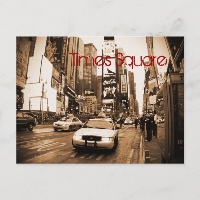Cartão postal de táxi quadrado NYC Times (Frente)
