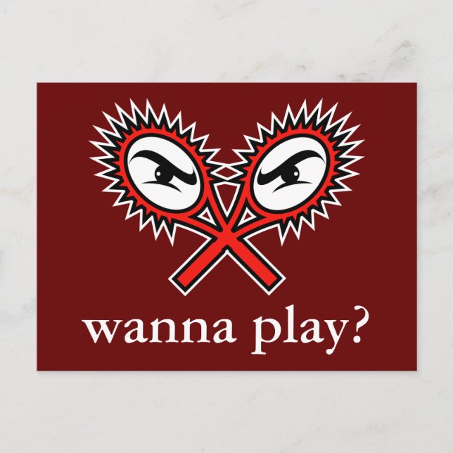 Cartão postal de tênis de atitude - Quer jogar? (Frente)