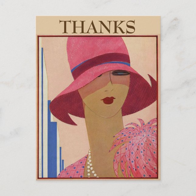 Cartão postal de texto de agradecimento vintage (Frente)