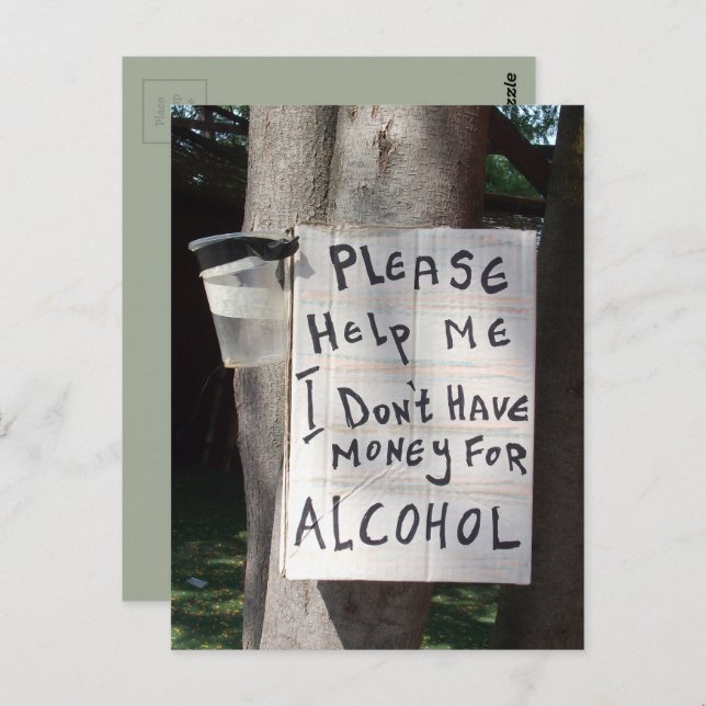 Cartão postal de texto hilário (Frente/Verso)