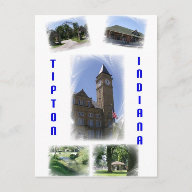 Cartão postal de Tipton Indiana Collage (Frente)