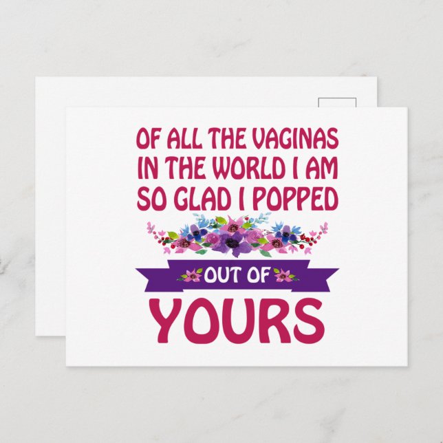 Cartão Postal De Todas as Vaginas do Mundo Eu Saí da Sua (Frente/Verso)