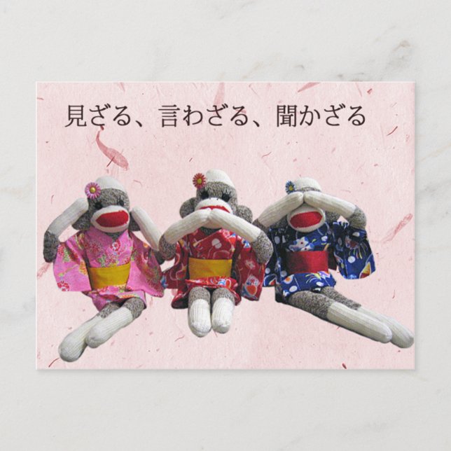 Cartão postal de três macacos Sock (Frente)