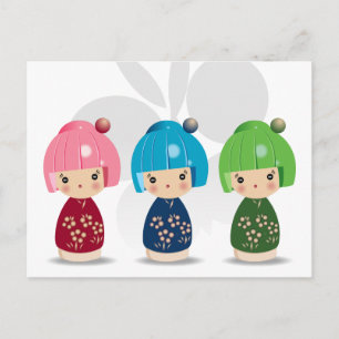 Cartão postal de Tripletes Kokeshi