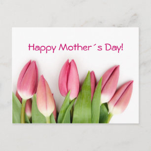 Cartão postal de tulipas cor-de-rosa