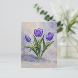 Cartão Postal de Tulipas Roxas