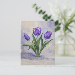 Cartão Postal de Tulipas Roxas