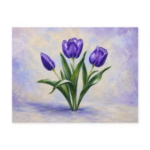Cartão Postal de Tulipas Roxas