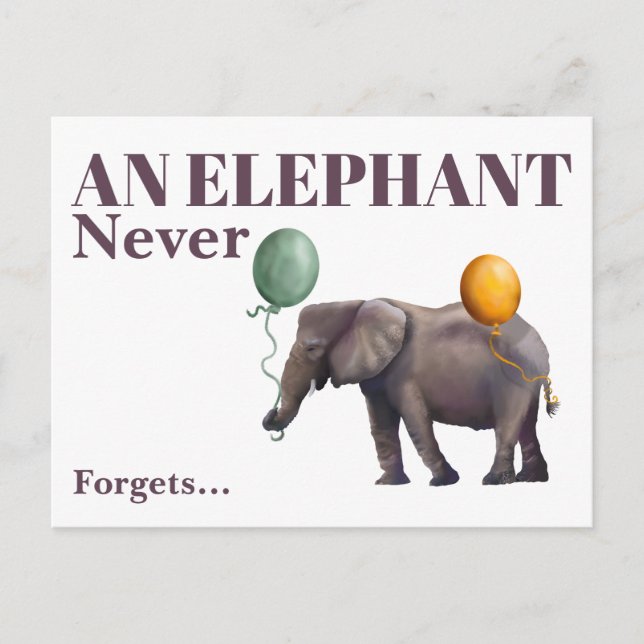 Cartão postal de Um Elefante Nunca Esquece (Frente)