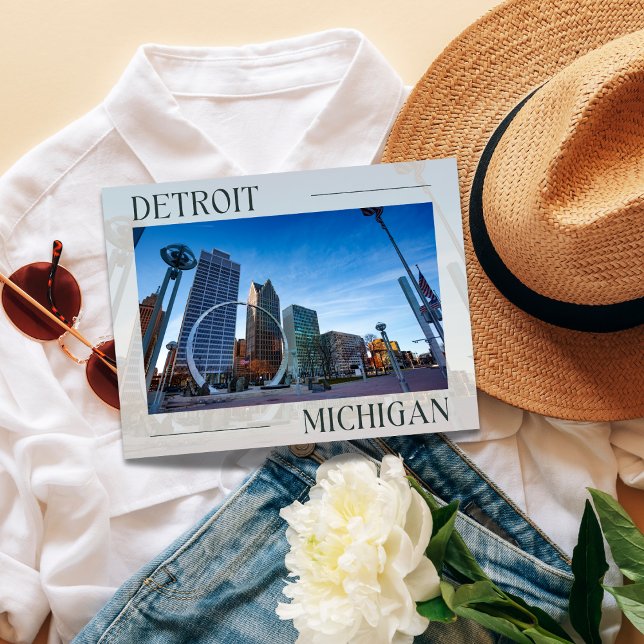 Cartão Postal de um Marco Histórico Moderno de Det (Detroit Landmark Postcard)