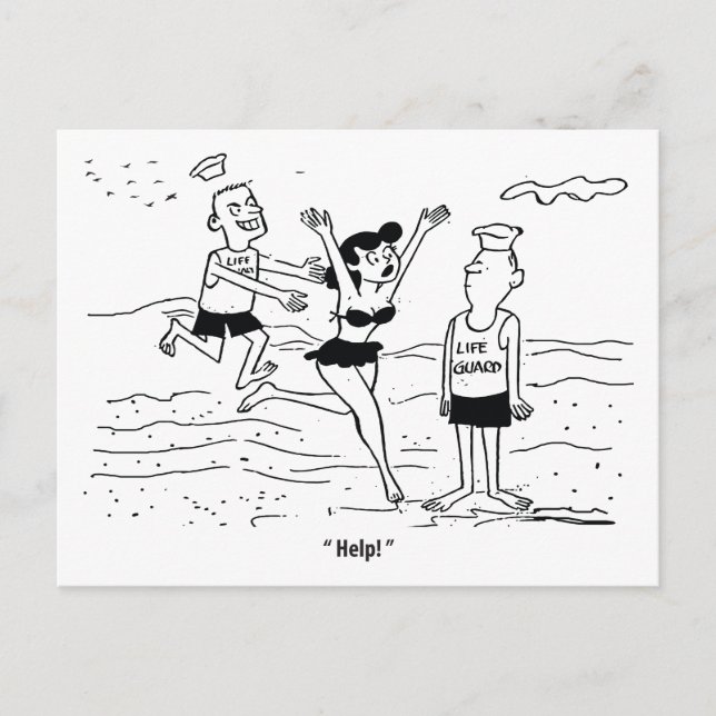 Cartão Postal De uma Guarda de vida para outra, engraçada (Frente)