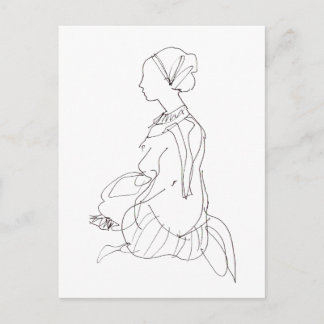 cartão postal de uma mulher sentada