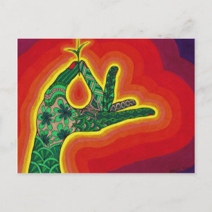 Cartão Postal de uma semente minúscula de bolota, um carvalho po