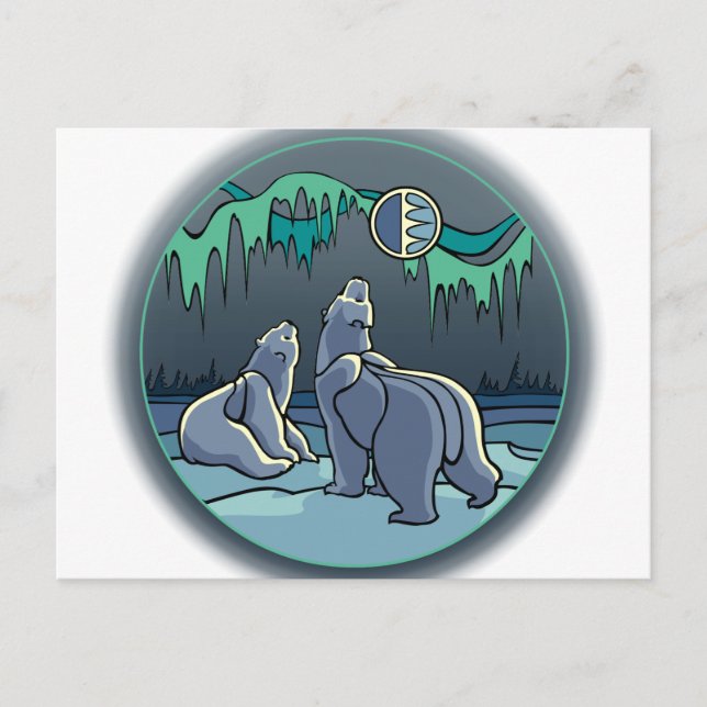 Cartão Postal de Urso Polar Arte de Ursos Nativos  (Frente)